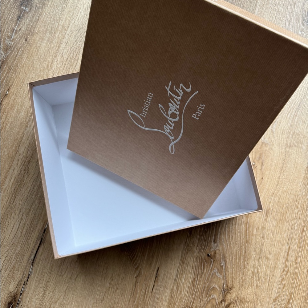 Christian Louboutin Tan and White Shoe Box